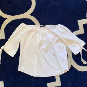 White poplin off the shoulder top
